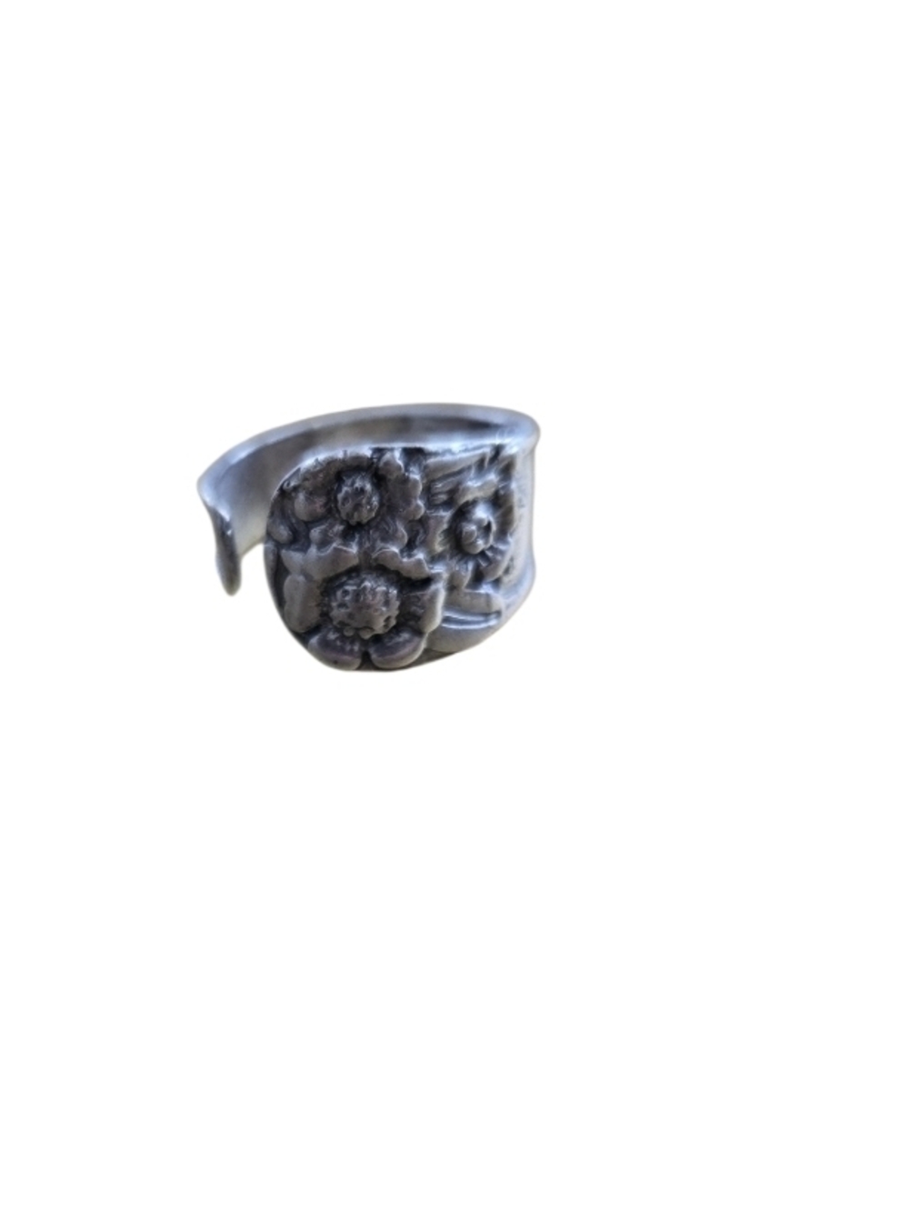 4/$15 Floral Spoon Ring in Antique Silver Tone Sz 7.5 Women's Men's Jewelry - Picture 2 of 4